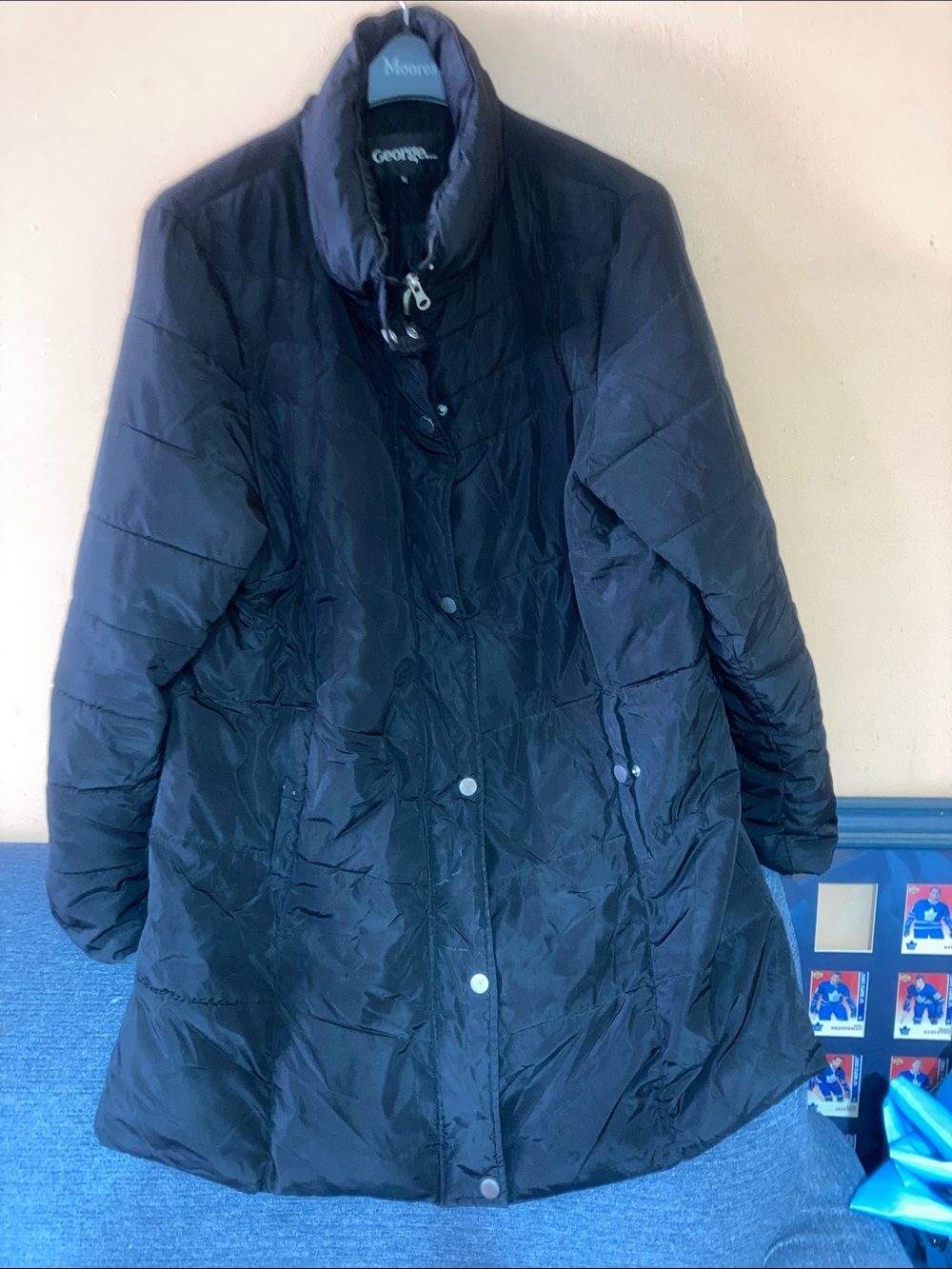 George Black Quilted Long Puffer Jacket